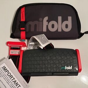 Mifold Grab-And-Go Compact Car Booster Portable Seat Black / Red Traveling Seat